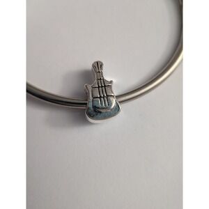 Silver Guitar Charm for Slide-On Bracelets Musical Instrument Bead Music Lover
